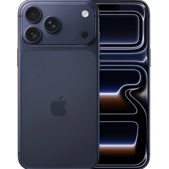 Dark blue Pro-style phone — uploaded family reference, not a verified photo of iPhone 14 Pro
